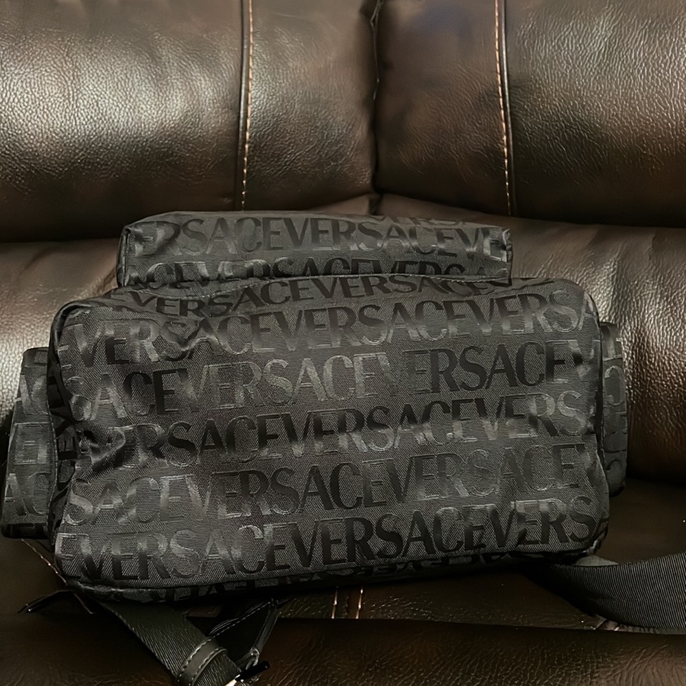 “Versace” all over logo monogram print unisex large backpack NEW - Picture 12 of 14